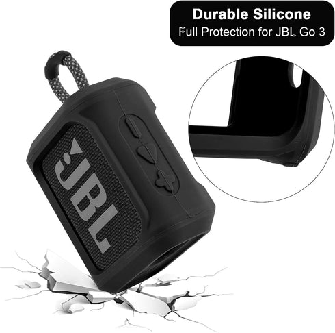 TXesign Silicone Case Cover for JBL Go 3 Portable Speaker with Removable Strap for Bike Golf Cart Travel Carrying Case Protective Sleeve Speaker C...