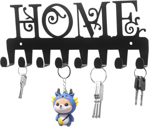 Key Holder with 8 Hooks and Black Glossy Finish Perfect for Entryway Key Organization Kitchen or House Decor Key Holder for Wall Key Rack Perfect ...