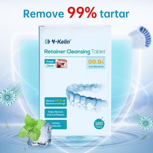 Retainer Cleanser Tablets Mouth Guards Cleaner Remove Odors Discoloration Stains and Plaque 120 Counts Denture Cleansers Retainers Mint by Y-Kelin...