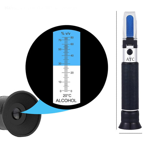 Alcohol Refractometer for Spirit Alcohol Volume Percent Measurement 0~80% v/v. Alcohol Volume Meter for Alcohol Liquor Production Spirit Alcohol M...