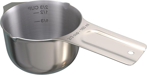 Color Up Premium 2/3 Cup Measuring Cup (160 ml) - Stainless Steel, One-Piece Construction, Dishwasher Safe, Accurate for Wet & Dry Ingredients – O...