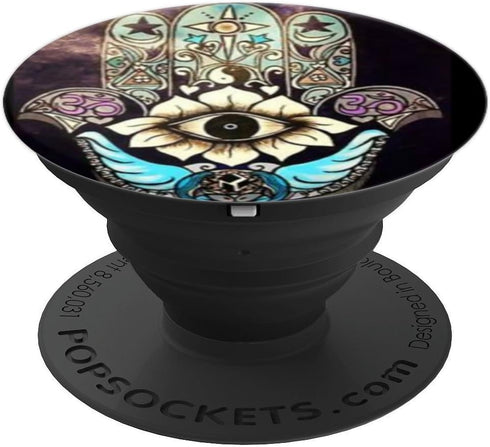 Blue Pink Gold Mandala Flower Hamsa Hand Yoga & Meditation PopSockets PopGrip: Swappable Grip for Phones & Tablets PopSockets Adhesive PopGrip...