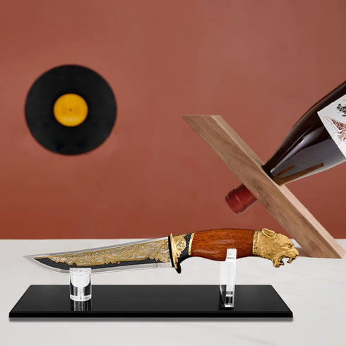 Knife Display Stand Acrylic Knife Stand, Desktop Knife Display, Single Knife Holder for Home Decor (Black Base)...