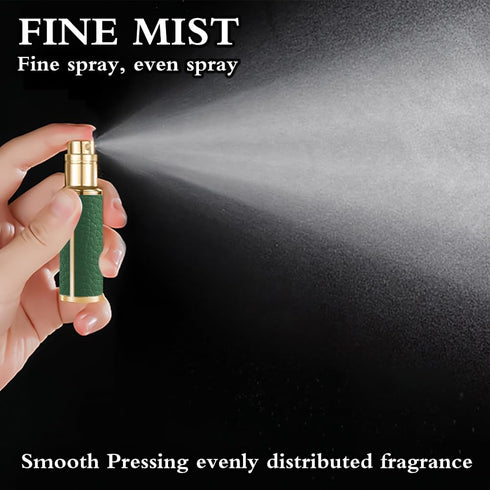 5ml Mini Portable Refillable Perfume Spray Bottle,with Bottom Filling Design, Genuine Leather Shell, Nanoscale Sprinkler, Great Companion for Trav...