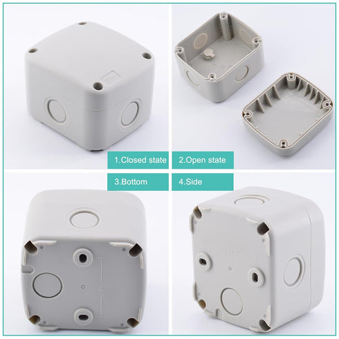 Nineleaf Outdoor Electrical Box,Small Electrical Junction Box 3 1/4"X2 3/4"X2 1/4"(86X74X62Mm) Ip66,White,Surface Mount Junction Box with Cover,Wa...