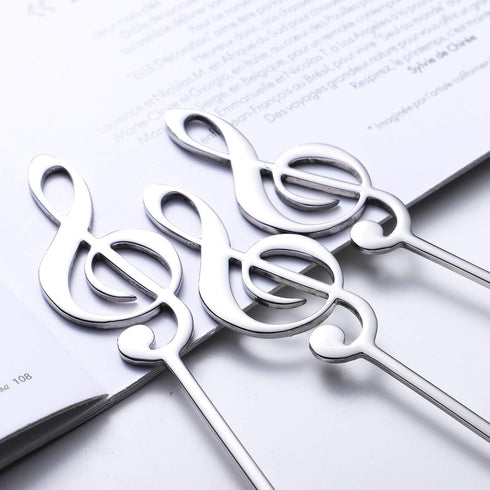 Music Note Spoons 6-Pack Creative Cute Teaspoons 18/10 Stainless Steel Staff Musical Notation Shaped Coffee Spoons by IRONX (silver-music note)...