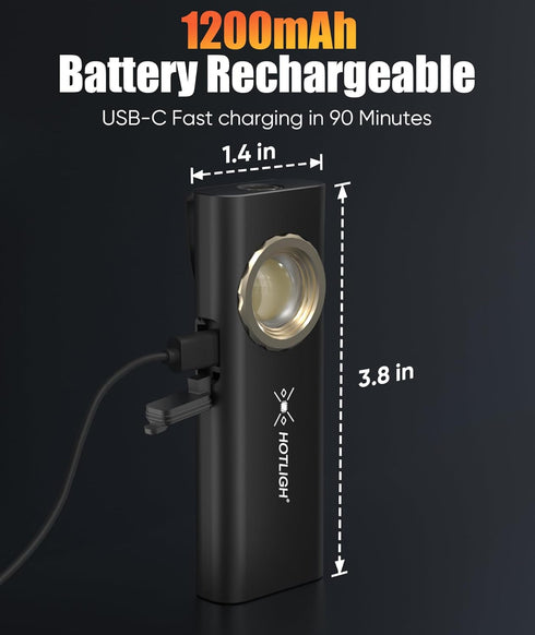 Slim Magnetic Work Light - 1000 Lumens LED Work Light Rechargeable with Two Magnetic Bases Design, Flat Flashlight for Car Repairing/Camping/Emerg...
