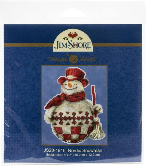 Nordic Snowman Counted Cross Stitch Ornament Kit Mill Hill 2019 Jim Shore JS201916...