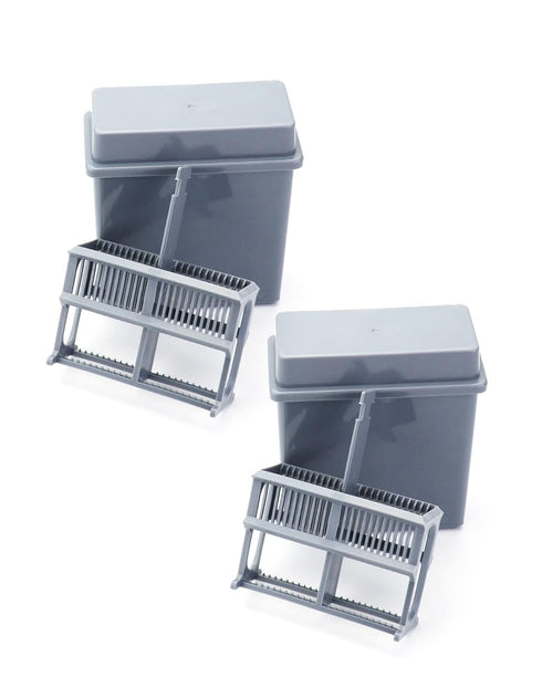 QWORK Microscope Slides Staining Jar and Rack, 2 Pcs 24-Slots, Grey...