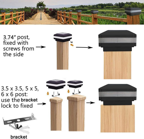 INDARUN 4x4 Solar Post Cap Led Lights Outdoor Fit 4x4 5x5 6x6 Wooden Posts, Fence Deck Post Lights Solar Powered Waterproof Landscape Lighting 650...