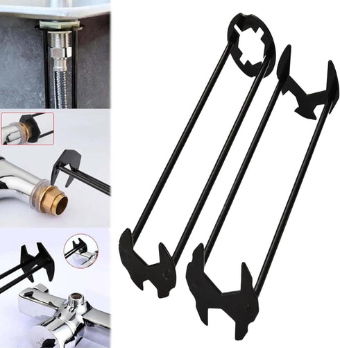 Basin Wrench, Set 7 Sizes Universal Under Sink Plumbers Multifunctional Carbon Steel Faucet, Four-claw Hexagon for Kitchen Bathroom (2 PCS), BS-00...