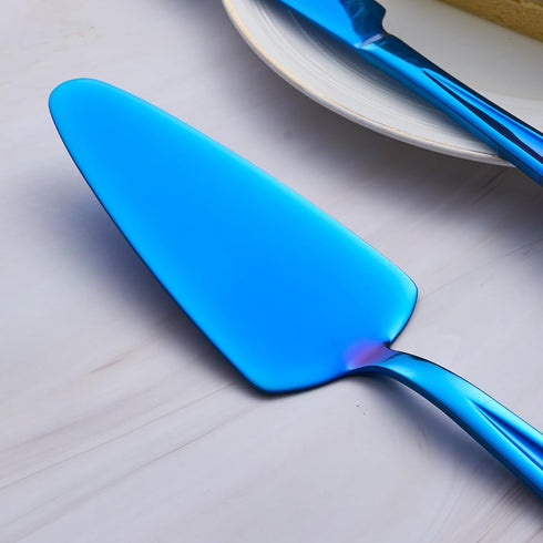 Blue Cake Knife and Server Set, 13-inch Stainless Steel Cake Cutting Set, Elegant Cake Cutter Set for Wedding, Birthday, Parties, Anniversary...