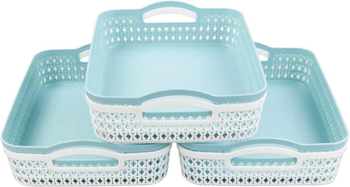 Weaving Plastic Baskets, Set of 6 A4 Paper Storage Tray...