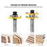 1/2 Inch Shank Tongue and Groove Set of 2 Pieces Router Bit 3 Teeth Adjustable T Shape Wood Milling Cutter?Tongue and Groove groove joints Router ...