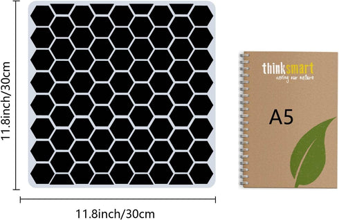 GORGECRAFT Honeycomb Stencil Templates 30x30cm Large Washable Reusable Plastic Square Stencil Sign for Painting on Wood Wall Scrapbook Card Floor ...