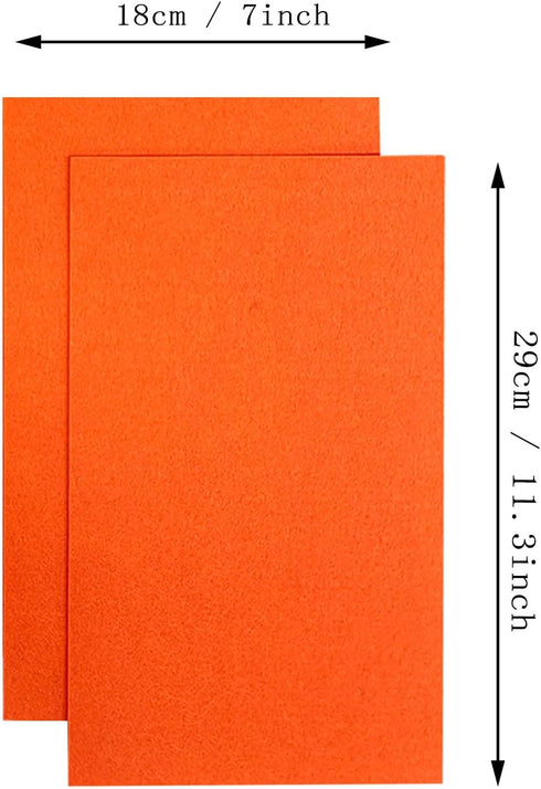 Jtnohx Stiff Craft Felt Sheets, 2mm Thick Felt Fabric for Crafts, 12pcs 7 x 11.3 inch Color Felt Squares for Sewing (Orange)...
