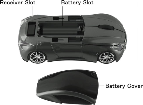 elec Space Cool Sport Car Shape 2.4GHz Wireless Mouse Optical Cordless Mice with USB Receiver for PC Laptop Computer 1600DPI 3 Buttons...