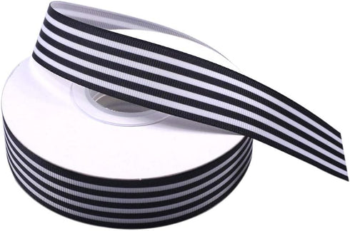 Black and White Striped Grosgrain Ribbon 1 Inch Christmas Gift Wrap Ribbon for DIY Hair Accessories Crafts Party Wedding Holiday Decoration 25 Yar...