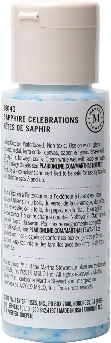 Martha Stewart Crafts Family Friendly Multi-Surface Confetti Glitter Acrylic Craft Paint, Sapphire Celebration...