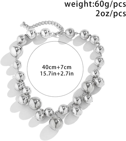 Exaggerated Punk Big Ball Necklaces for Women - Creative Irregular Gold/Silver Ball & Pearl Beads Choker, Party Bar Daily Wear Accessories Gifts...