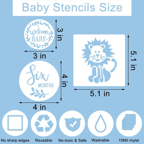 35 Pieces Baby Shower Stencils for Painting, Cute Onesie Stencils Baby Theme Painting Templates Reusable Baby Shower Stencils for Onesies Bibs Bod...