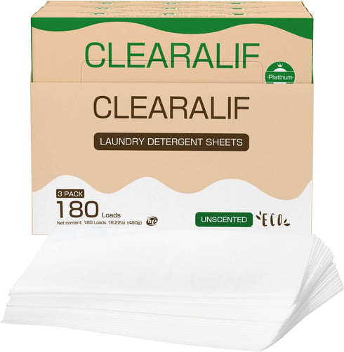 Laundry Detergent Sheets Up to 180 Loads, Fresh Unscented - Great For Travel, Apartments, Dorms, No Plastic, Sustainable, Biodegradable-New Liquid...