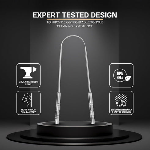 Tongue Scraper for Adults, Metal Tongue Scraper for Good, Fresh Breath & Oral hygiene essentials-100% Stainless Steel U shaped Tongue Cleaner with...