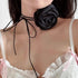 Vintage Black Flower Choker Necklace Big Rose Flower Long Black Velvet Choker Necklaces Goth Collar Choker Camellia Flower Necklace for Women Hall...