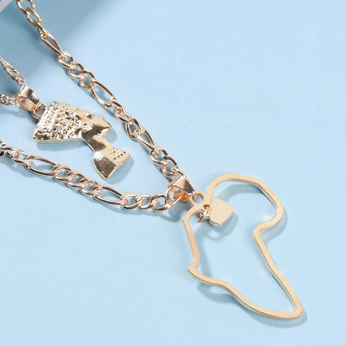 Boho Pharaoh Queen Pendant Necklace Hollow Out Map Necklace Chain Heart Dangle Choker Necklace Retro Egyptian Nefertiti Layering Necklace Jewelry ...
