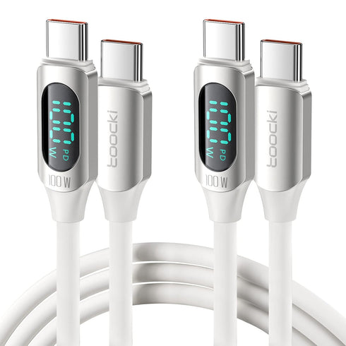 100W USB C to USB C Cable 2Pack 6.6FT Silicone USB C Cable 5A USB Type C Fast Charging Cable with LED Display for Samsung Galaxy A54 A44 A34 A24 A...