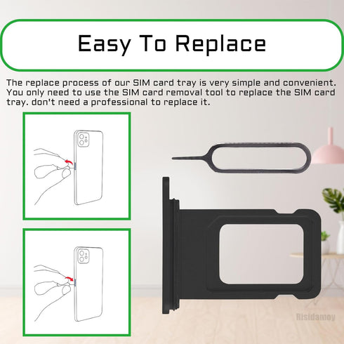 for iPhone XR Black SIM Card Tray Holder Replacement Single SIM Version for iPhoneXR Card Slot with Waterproof Rubber Ring Repair Fix Kit Card Rem...