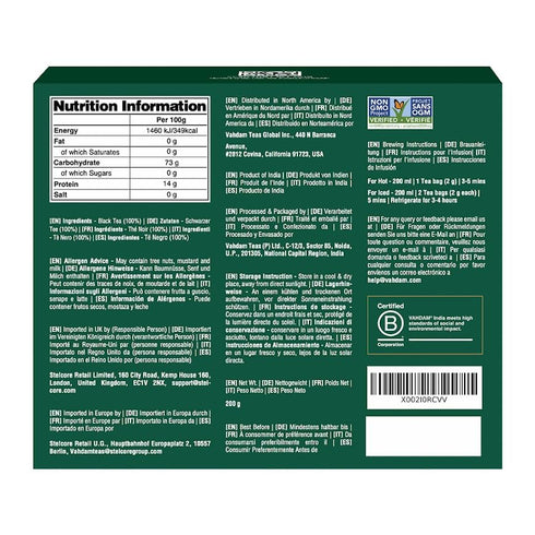 VAHDAM, English Breakfast Black Tea Bags (100 Count) High Caffeine | Strong, Robust & Flavoury | Pyramid Tea Bags | Full Bodied Black Tea Leaves...