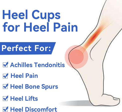 Skyfoot Heel Cups for Achilles Tendonitis, Heel Bone Spurs, Orthotic Inserts for Achilles Tendon Support, Heel Cushions for Heel Pain Relief for W...