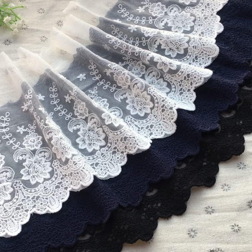21CM Width Europe Rose Wedding Applique Inelastic Embroidery Lace Trim,Curtain Tablecloth Slipcover Bridal DIY Clothing/Accessories.(2 Yards in on...