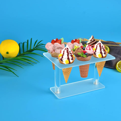 Ailelan Cone Display Stand - Clear Acrylic Ice Cream Cone Holders for Parties, Weddings, Buffets & Christmas (6 Holes)...