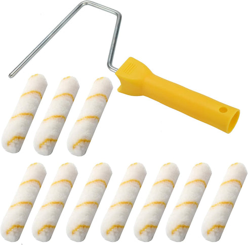 6 Inch Paint Roller, 11 Piece Mini Roller for All Paints, Acrylic Paint Roller,Paint Roller Refills, Paint Roller Covers,Paint kit,Home Repair Pai...