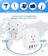 European Travel Plug Adapter, LENCENT International Type-C Foldable Power Plug with 4 Outlets, USB C Charger Adaptor, US to Most of Europe EU Icel...