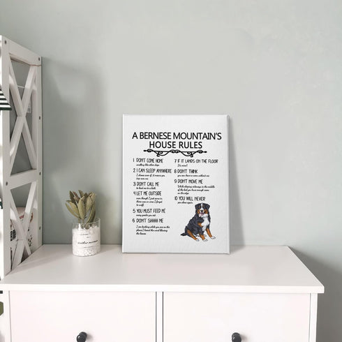 PHAMTE A Great Dane’s House Rules Wall Art, Funny Great Dane Dog Quote Print Framed Canvas Painting Artwork Home Bedroom Living Room Girls Room De...