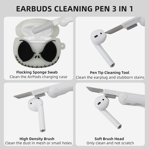 Compatible with AirPods 2nd/1st Generation Case Cover with Cleaner Kit, Glow in The Dark Soft Silicone Protective Case for Airpods 2/1, Funny 3D A...