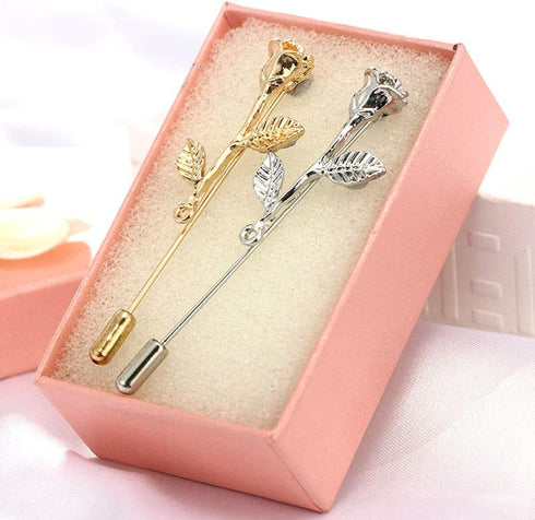 Fashion Men Rose Floral Lapel Stick Brooch Pin Suit Tuxedo Corsage Accessory...