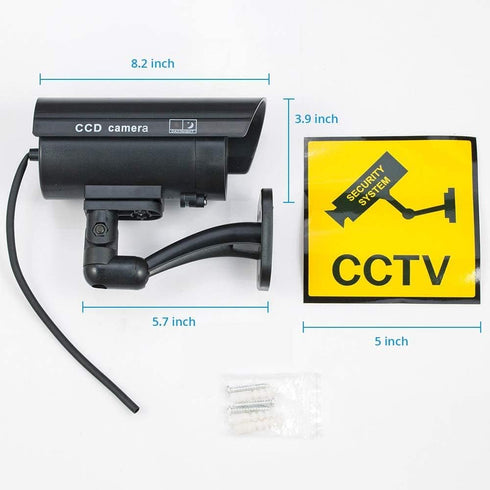 Fuers Fake Camera, TL-2600 Waterproof Outdoor/Indoor Security Dummy Surveillance Simulation Bullet Camera with Flashing LED Light,Black(2pcs)...