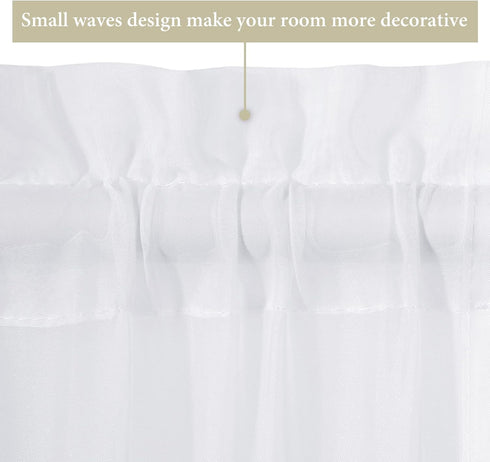 MIULEE Sidelight Sheer French Door Curtains 25 x 40 Inches Light Filtering Window Treatment with Tieback - 2 Panels, White...