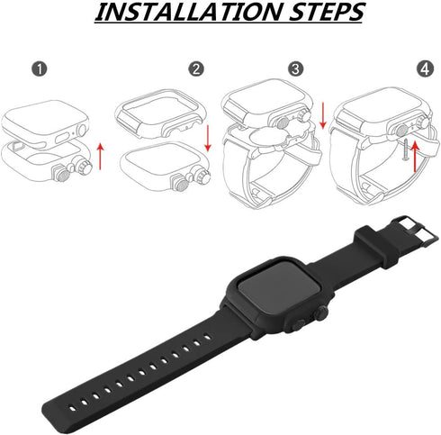 Compatible with for Apple Watch Band Case 42mm 44mm Series 5/4/3, IP68 Waterproof Case with Soft Silicone Band and Anti-Scratch Protector,Compatib...