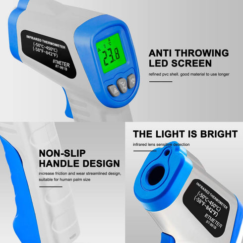 BTMETER Digital Infrared Thermometer BT-981B,Non-Contact HVAC IR Temperature Gun,-50? to 450?(-58 to 842?) Temperature Gun,Temp Heat Gauge with Ba...