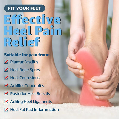 Heel Cushions for Heel Pain Relief, Heel Cups for Plantar Fasciitis, Achilles Tendonitis and Heel Spurs, Provide Support and Cushioning for Men Wo...