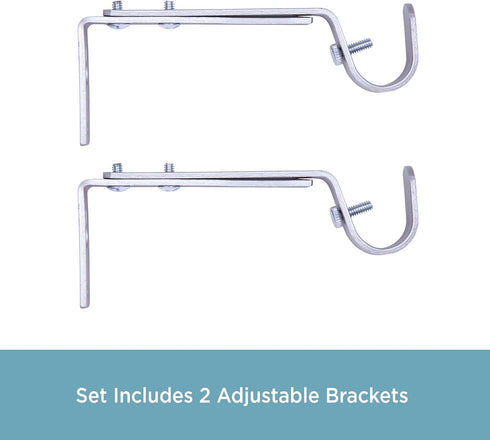 Kenney Adjustable Bracket, for 3/4" Curtain Rod, Satin Nickel, 2 Pack...