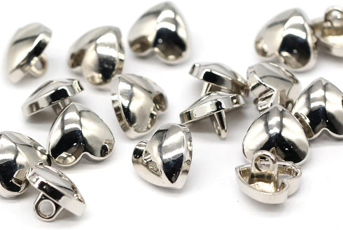 20Pcs 10mm(0.394inch) Heart Shape Gold Metal Buttons for Sewing Small Blouse Shirt Button with Shank DIY Crafts Silver Color...