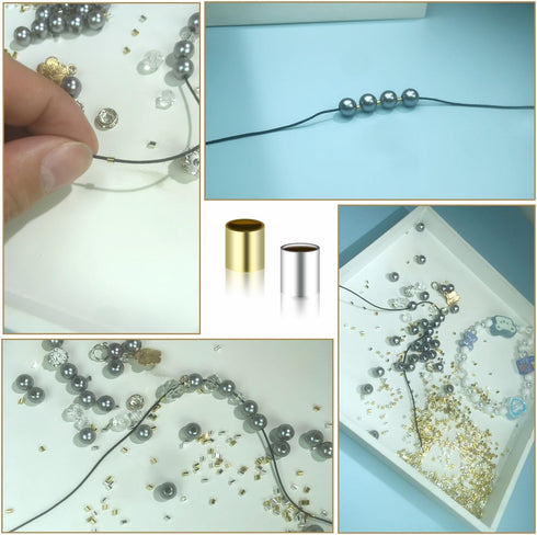 1000PCS Crimping Beads for Jewelry Making,2mm Bead Stopper Tube Column Stoppers,Used for DIY Handmade Works Such as Earrings, Bracelets, Beading, ...