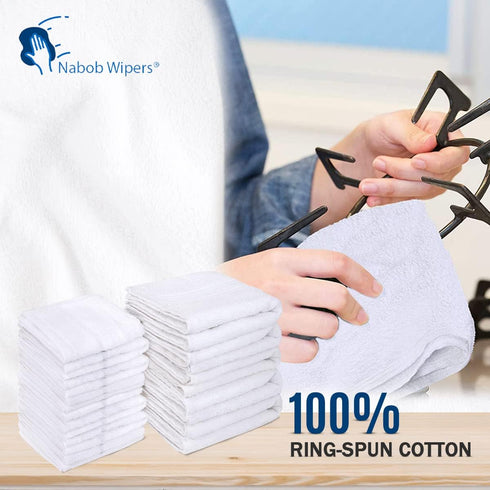 White Terry Rags 2lb Bulk Towel Rag Multipurpose 12x12 Inches 100% Cotton Ring Spun Cleaning Solution for Body Shops, Garages, Restaurants, Home, ...