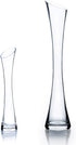 WGV Maria Bud Vase, Width 2", Height 10", Clear Slant Cut Opening Gathering Concaved Glass Floral Container Centerpiece for Wedding Party Event Ho...